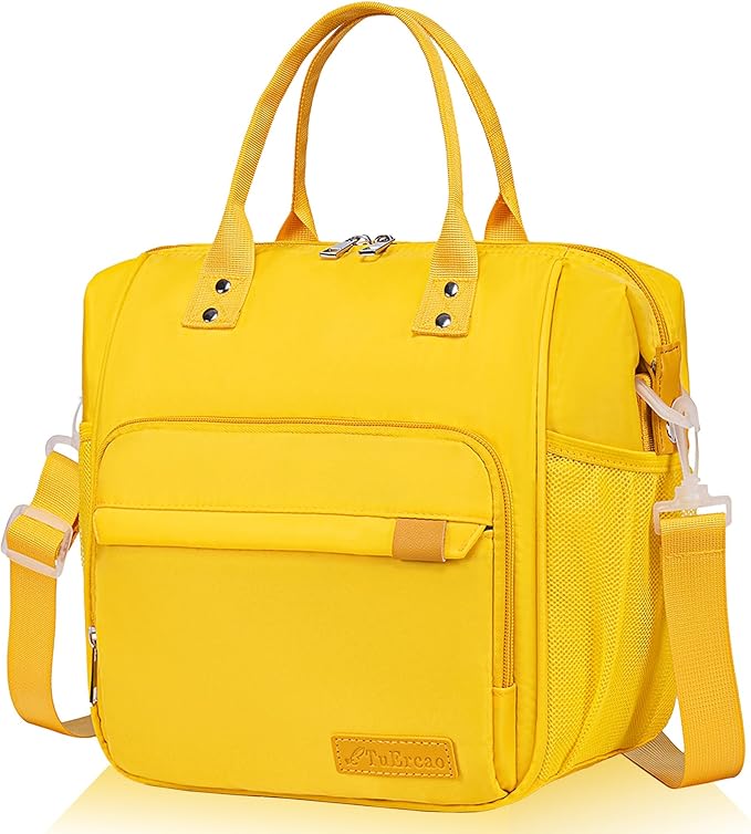 TuErCao Yellow Lunch Box for Women Insulated Lunch Bag for Young Ladies Lunch Tote Bag