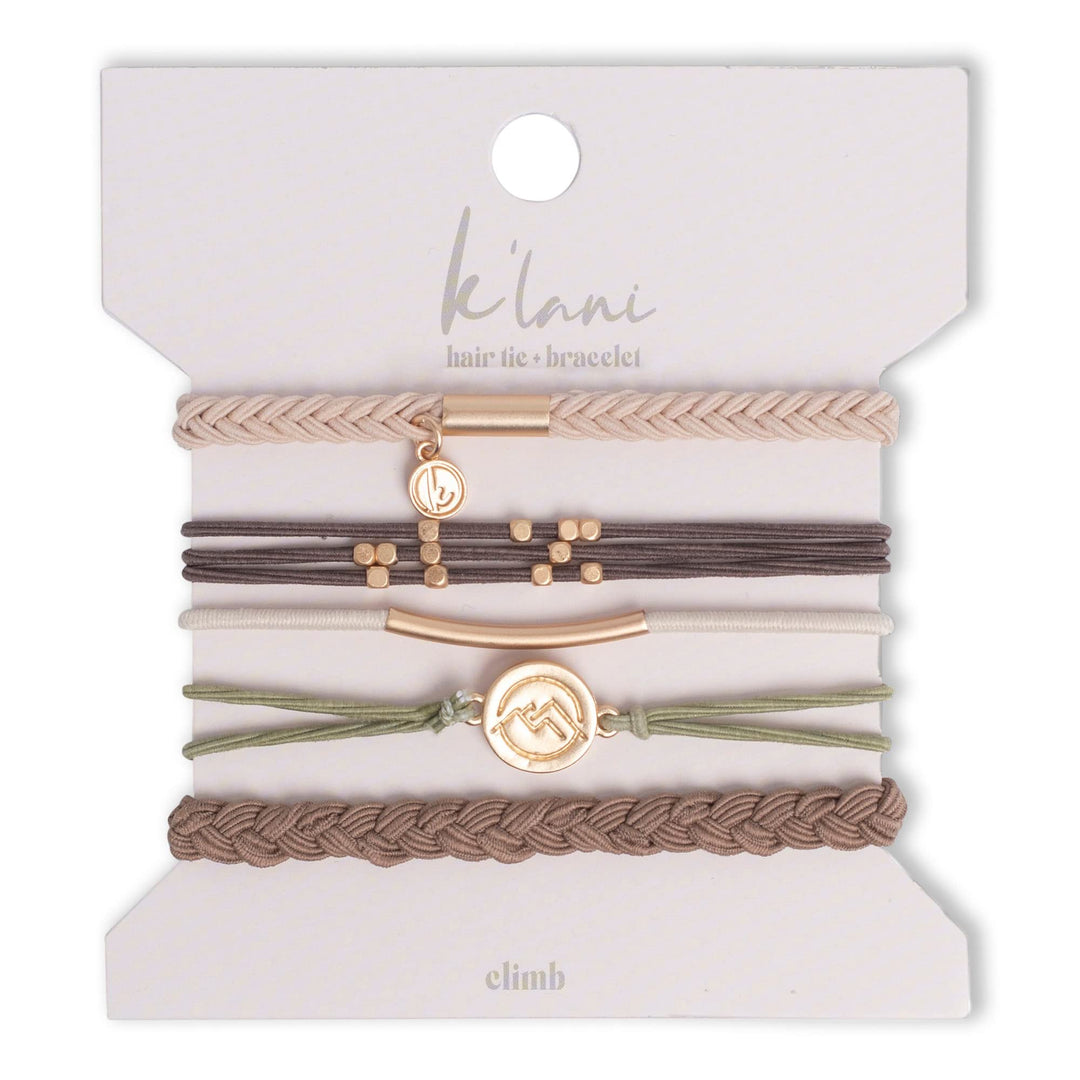 K'lani Climb Bracelets for Women – Elastic Bracelets and Boho Hair Ties – Cute Hair Ties for Women and Hair Tie Accessories – Stylish Bracelets Boho Style for Hair and Wrist – Set of 5 (Small)