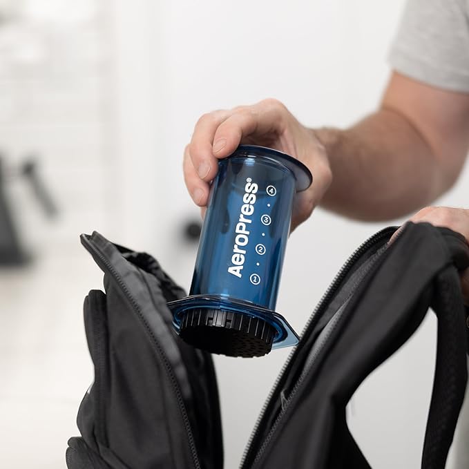 AeroPress Clear Blue Coffee Press – 3 In 1 Brew Method Combines French Press, Pourover, Espresso, Full Bodied Coffee Without Grit or Bitterness, Small Portable Coffee Maker for Camping & Travel, Blue