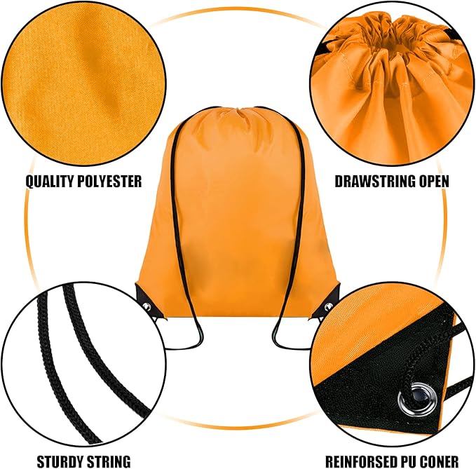 60 Pieces Drawstring Backpack Bulk Cinch Sackpack Ployster Drawstring Bags for Gym Party Trip(Orange)