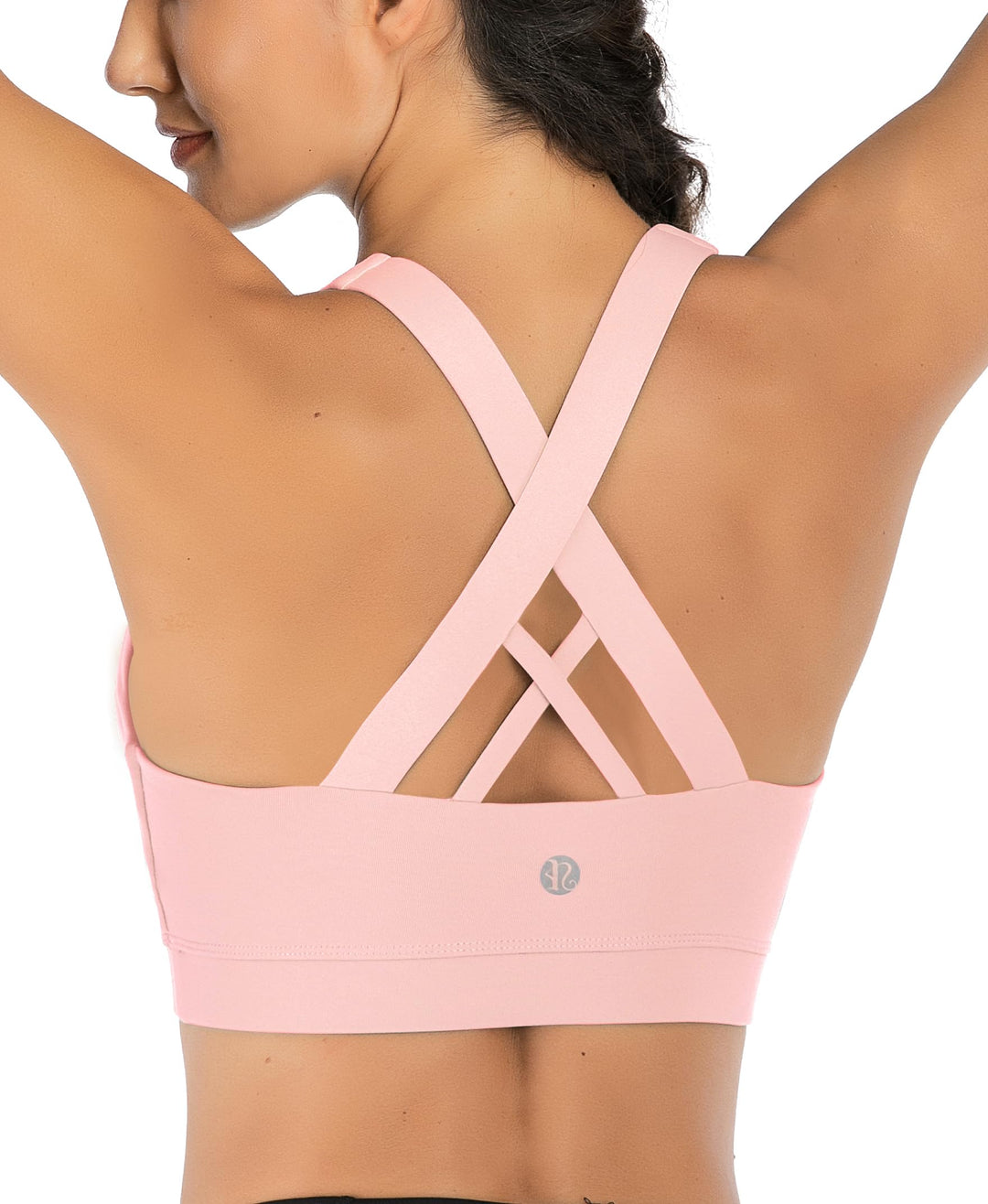 RUNNING GIRL Sports Bra for Women, Criss-Cross Back Padded Strappy Sports Bras Medium Support Yoga Bra with Removable Cups (WX2353D.Pink,XS)