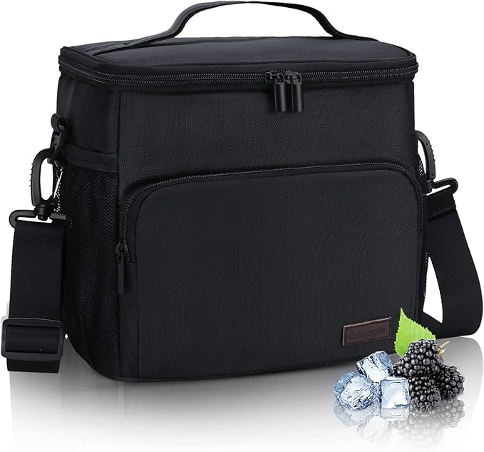 Gloppie Lunch Box for Men Women Insulated Lunch Bag Reusable Lunch Cooler Bag, Black