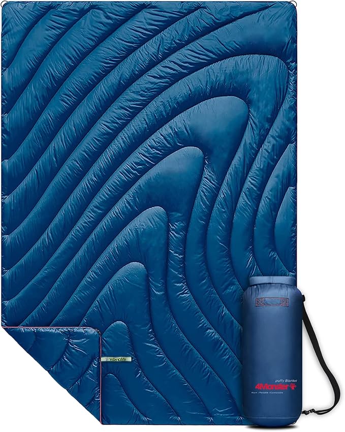 4Monster Double Puffy Camping Blanket - Extra Puffy Outdoor Blanket, Portable, Lightweight and Warm,Insulated Camping Quilt for Outdoors, Travel, Stadium, Festivals, Beach, Hammock