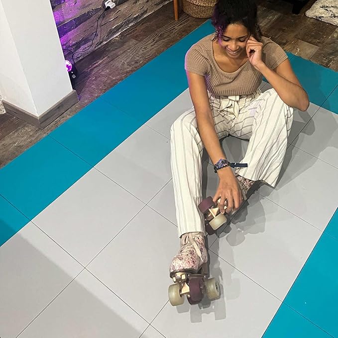 15 Green Tiles - High Durability Colored Flooring Tiles - Interlocking Versatile Training Surface - Roller Skate Derby Indoor&Outdoor, Dance Floor Tiles, Basketball Tiles, Sports Floor