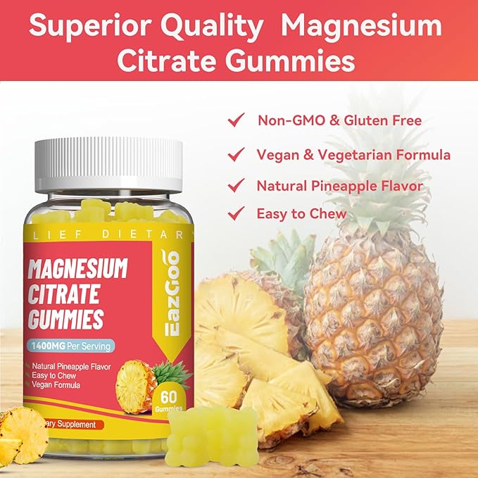 1400MG Magnesium Citrate Gummies, High Absorption Magnesium Gummies for Adults, Extra Strength Magnesium Gummy Supplement for Healthy Relaxation, Vegan, Non-GMO, 120 Gummies