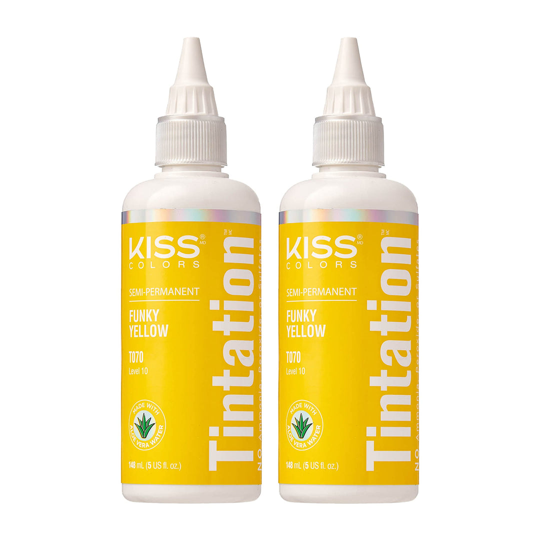 Kiss Tintation Semi-Permanent Hair Color 5 Ounce (Funky Yellow (2 Pack))