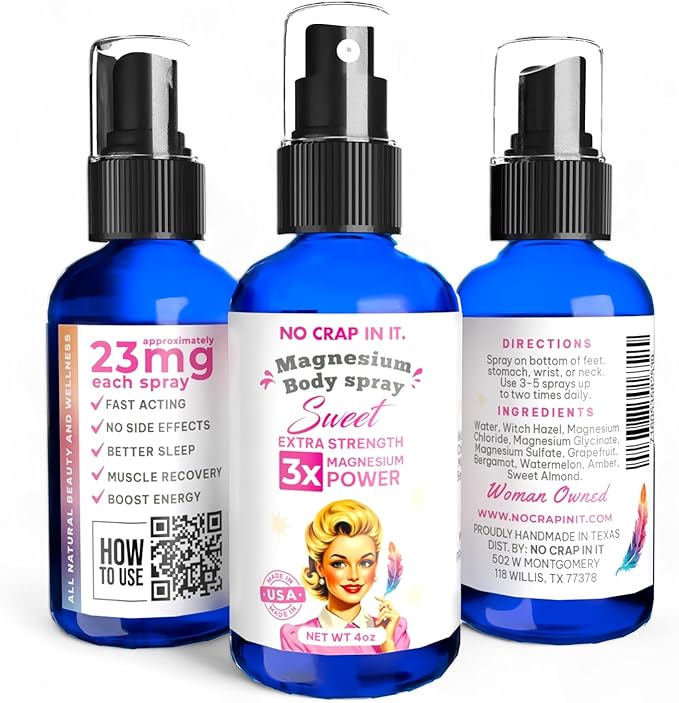 Magnesium Spray, Triple Action!- Spray Your Way to Wellness | Immediate Relief with Our Unique Magnesium Glycinate, Magnesium Citrate, Magnesium Chloride Blend Spray (Sweet)