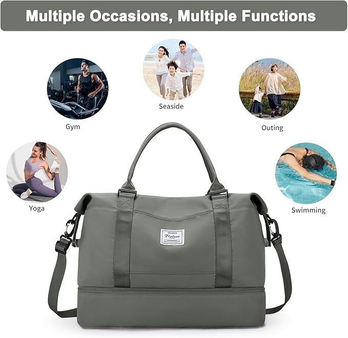 Travel Duffel Bag,Sports Tote Gym Bag,Shoulder Weekender Overnight Bag for Women