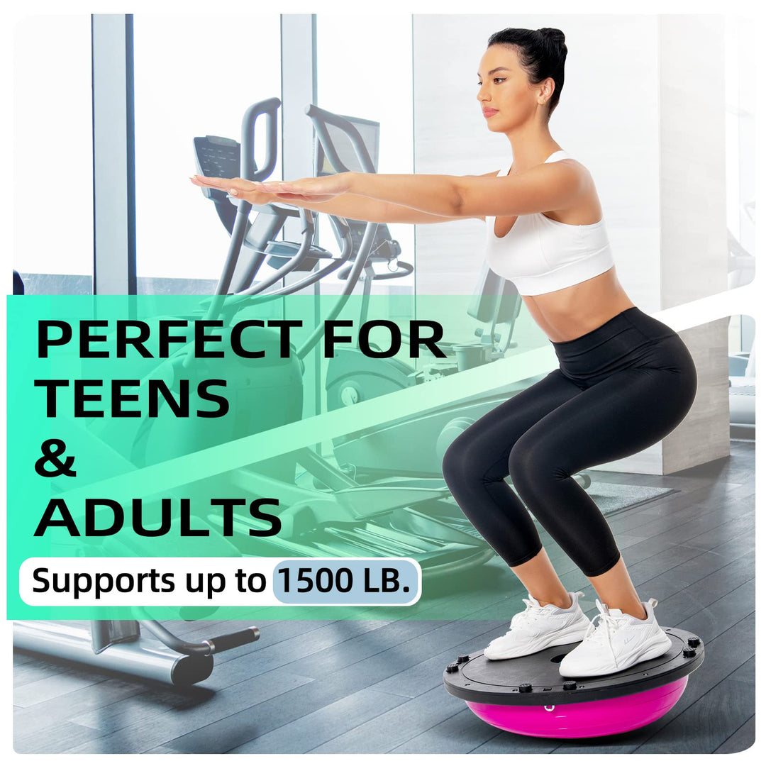 DrfzCa Balance Ball Trainer-Half Ball for Yoga with Resistance Band and Foot Pump, Improve Workout Half Balance Ball,Exercise Balance Ball for Stability Training and Home Gym