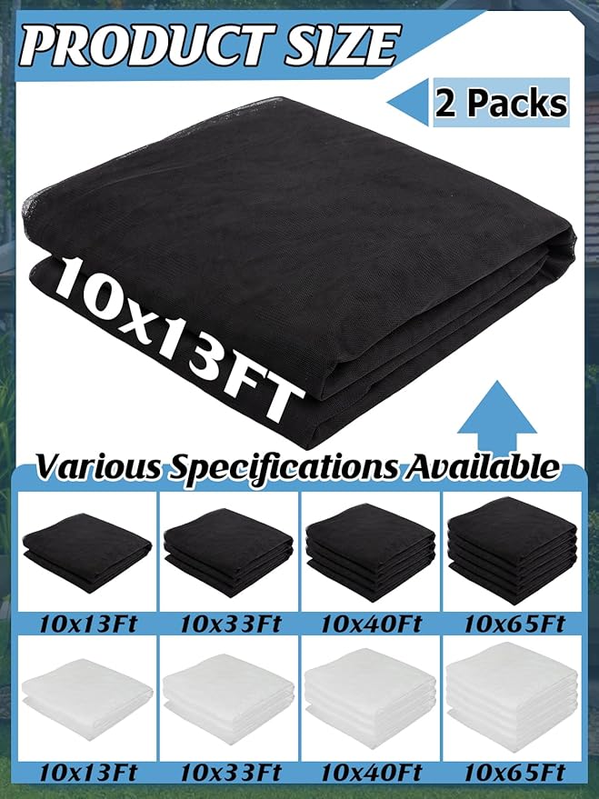 2 Pcs Mosquito Net for Patio - 10Ft x 13Ft for Each Garden Mesh Screen Barrier, Super Dense Patio Netting for Balcony Porch Umbrella Fruit Tree Plants Gazebo Canopy RV Camping, Black