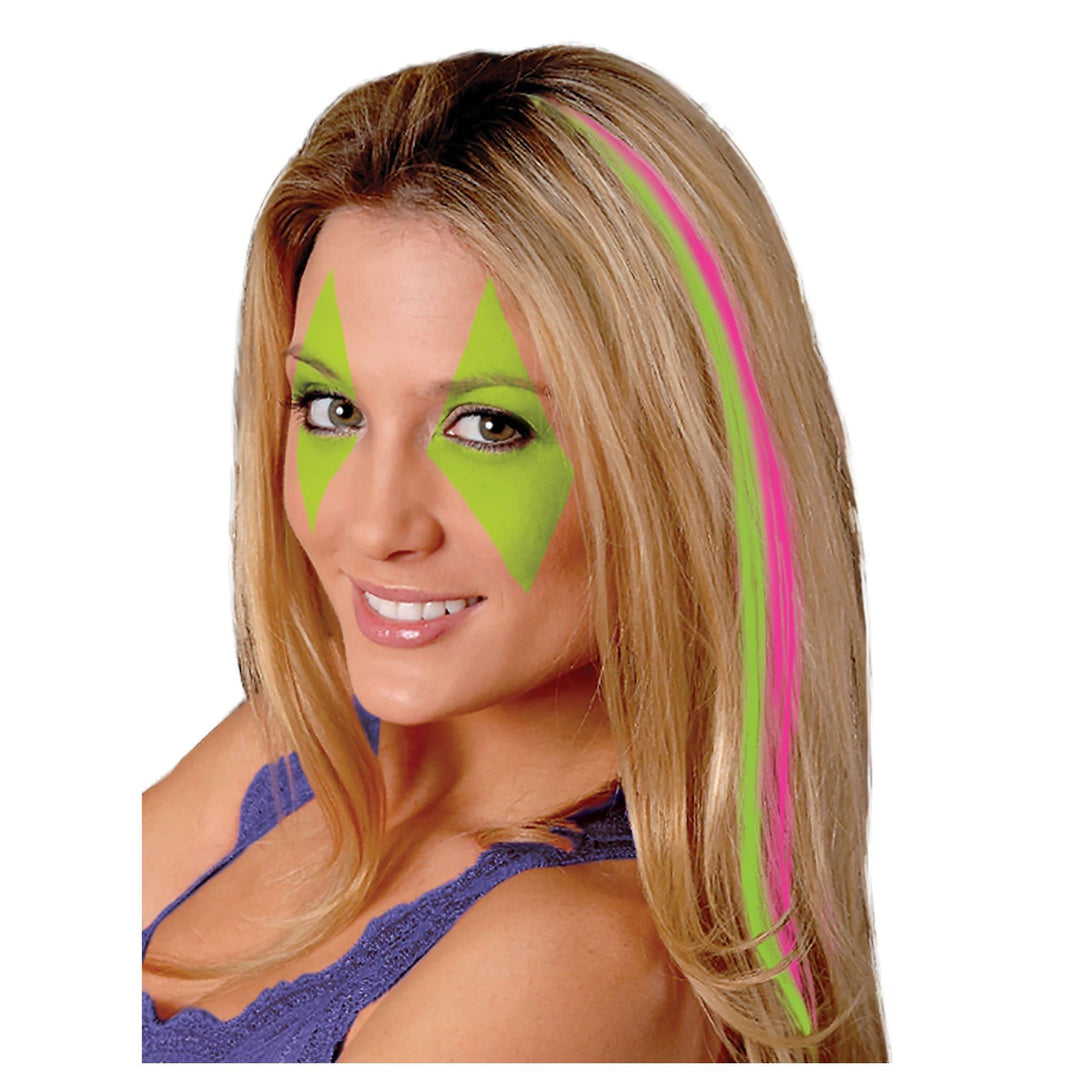 Neon Two-Tone Green & Pink Synthetic Hair Extension -15" (Pack Of 1) - Fun & Fashionable Hairstyle Accessory