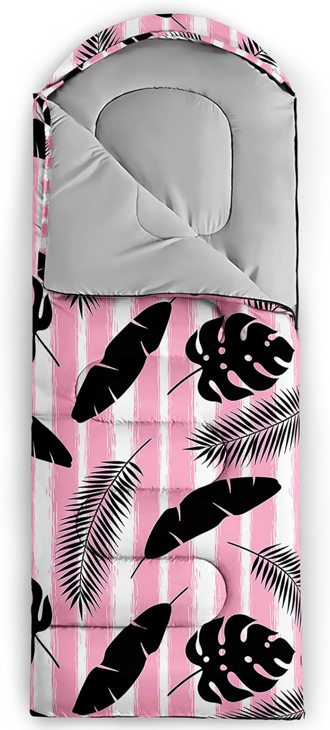 AILONEN Kids Floral Cat Camping Sleeping Bags,Lightweight & Waterproof,3 Season Warm & Cool Weather,Kawaii Kitten Sleeping Bags for Girls Adults,Travelling,Outdoors