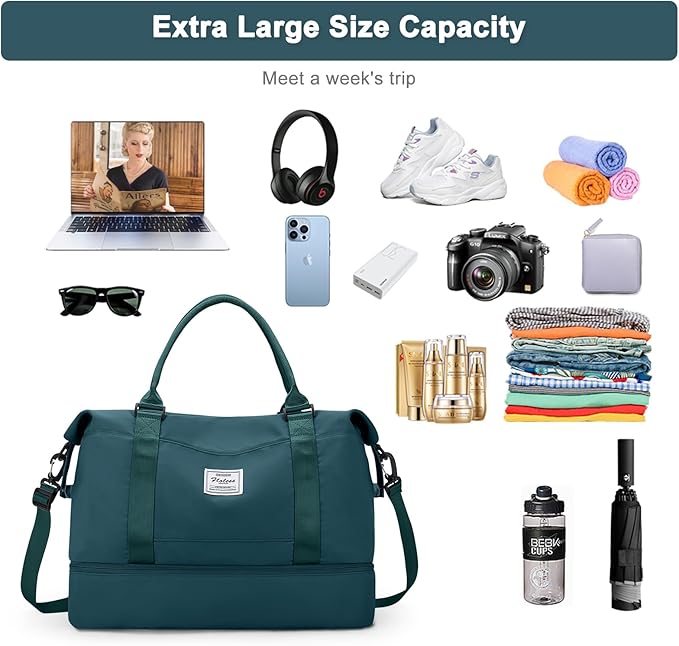 Travel Duffel Bag,Sports Tote Gym Bag,Shoulder Weekender Overnight Bag for Women