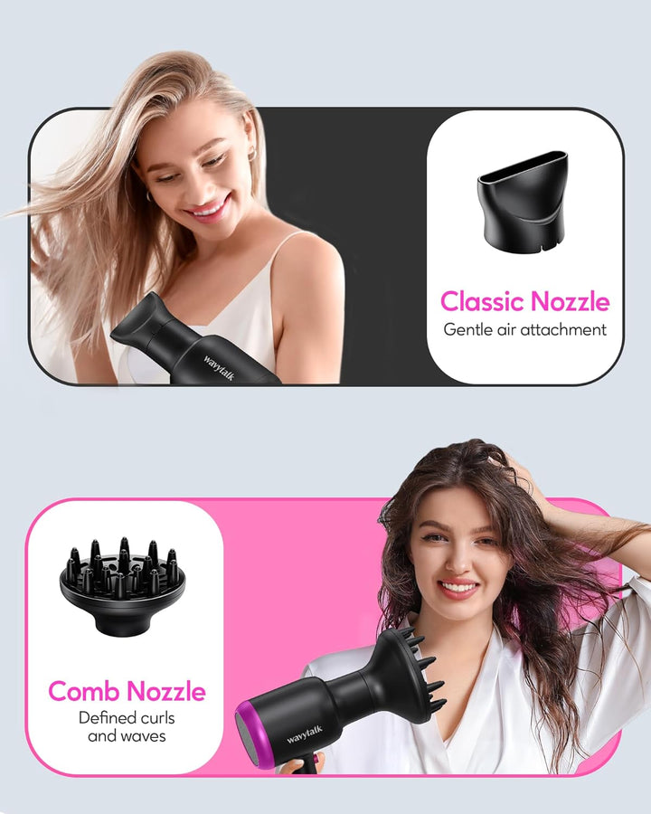 Wavytalk 1875W Ionic Hair Dryer | Diffuser & Comb for Curly Hair | Green