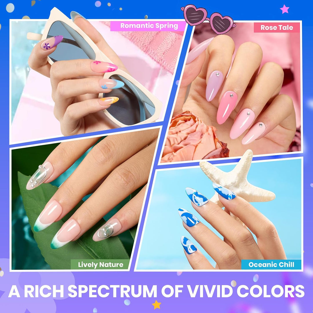 44-Piece Gel Nail Polish Kit | UV Light | 24 Colors | Base & Top Coats | Gifts for Women