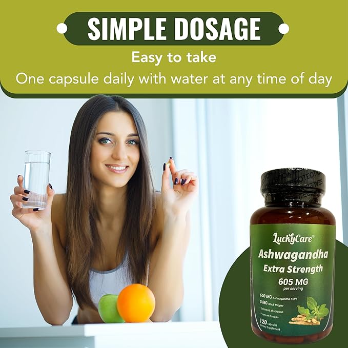 Ashwagandha Extract, Extra Strength Capsules with Black Pepper Extract, Premium Root Extract Formula - Made in USA (600mg, 120 Capsules)
