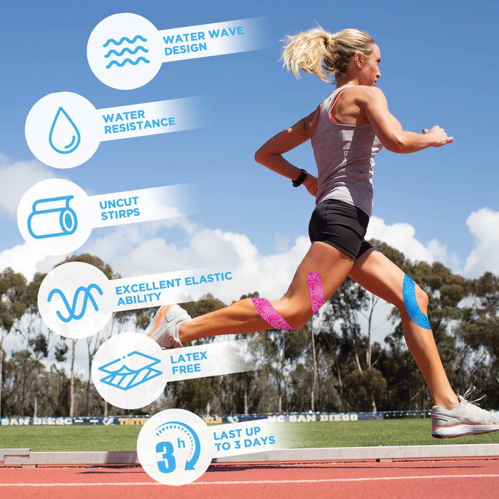 OK TAPE PRO Kinesiology Tape, 2inch x Long Roll 16ft Free Cut Tape, Elastic Athletic Tape Therapeutic Latex Free, 2 Rolls Yellow+Green