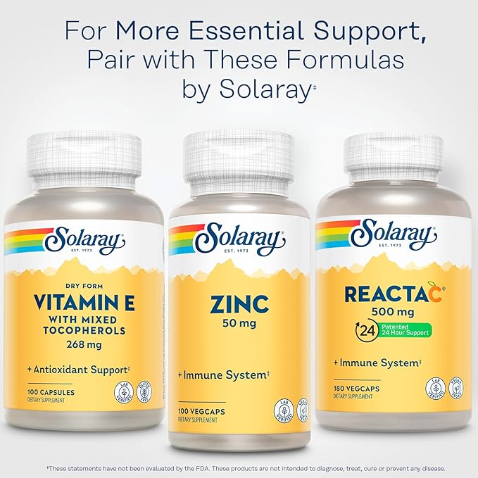 SOLARAY Vitamin E 400 IU (268mg), Dry Form - Natural Source, Mixed Tocopherols Vitamin E - Antioxidant Supplement, PMS and Menopause Support - 60-Day Guarantee, Lab Verified - 100 Serv, 100 Capsules