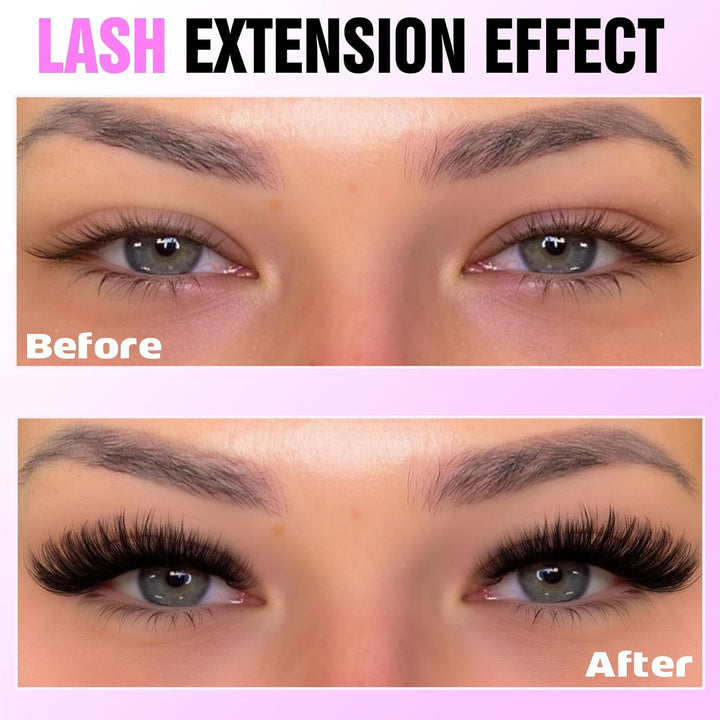 80D Full Volume Eyelash Clusters Kit | DIY Lash Extensions with Bond & Tweezers