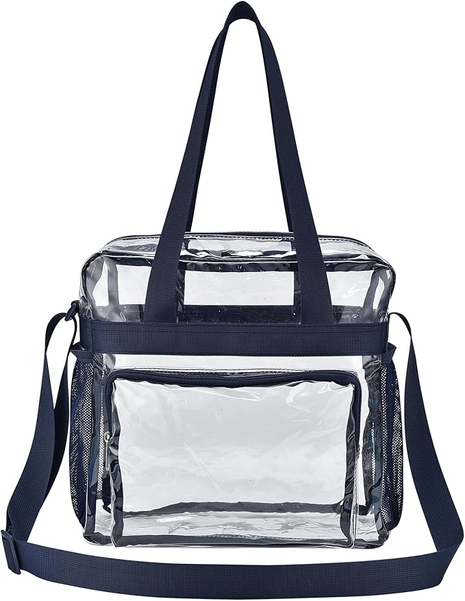 USPECLARE Clear Tote Stadium Approved, Security Travel & Gym Clear Bag for Work Sports Games Concerts