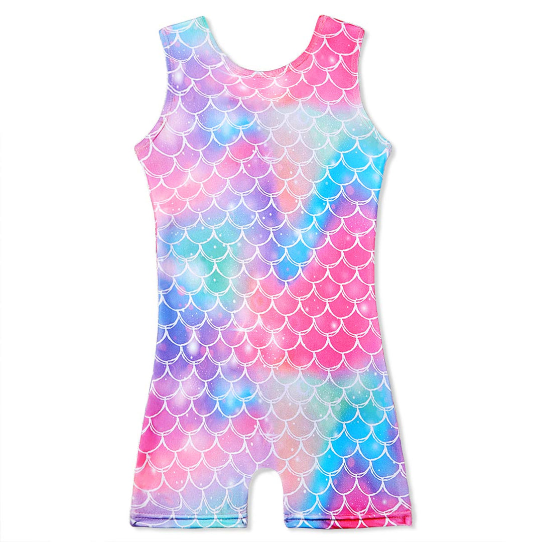MYQFF Toddler Kids Pretty in Gymnastics Leotards with Short Girls Sparkly Pink Unique Ballet Dance Leotards Bodysuit Mermaid 4T 5T