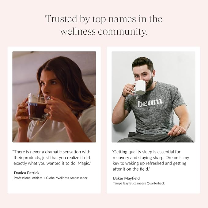 Beam Dream Sleep Powder, Sleep Aid, Sleep Aids for Adults, Contains Magnesium, Melatonin, L Theanine, Apigenin, Natural Sleep Supplement, Vegan, Non GMO, 3rd Party Tested, 5 Servings, Sea Salt Caramel