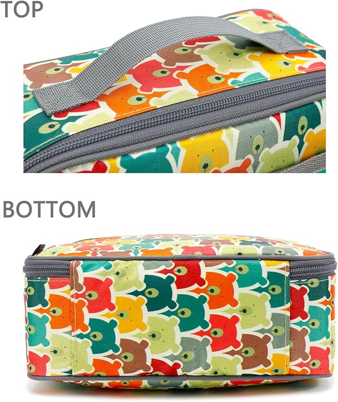 FlowFly Kids Lunch box Insulated Soft Bag Mini Cooler Back to School Thermal Meal Tote Kit for Girls, Boys, Bear