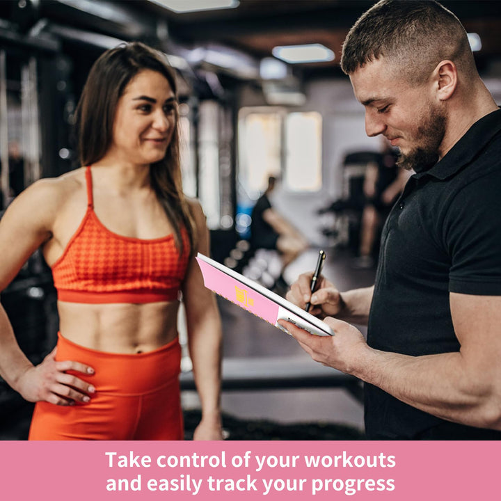 Fitness Workout Journal for Women & Men, A5 Hardcover Workout Log Book & Gym Exercise Planner With Progress Tracker, Goals, Calendar, 5.8" x 8.4" - Pink