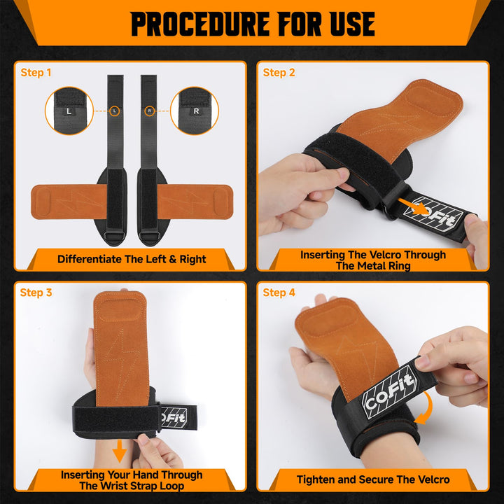 COFIT Wrist Straps for Weightlifting, Workout Wrist Wraps with Dual-Layer Oxford Leather, Enhanced Grip for Optimal Hand and Wrist Protection, Gym Lifting Straps for Deadlift and Powerlifting - Brown