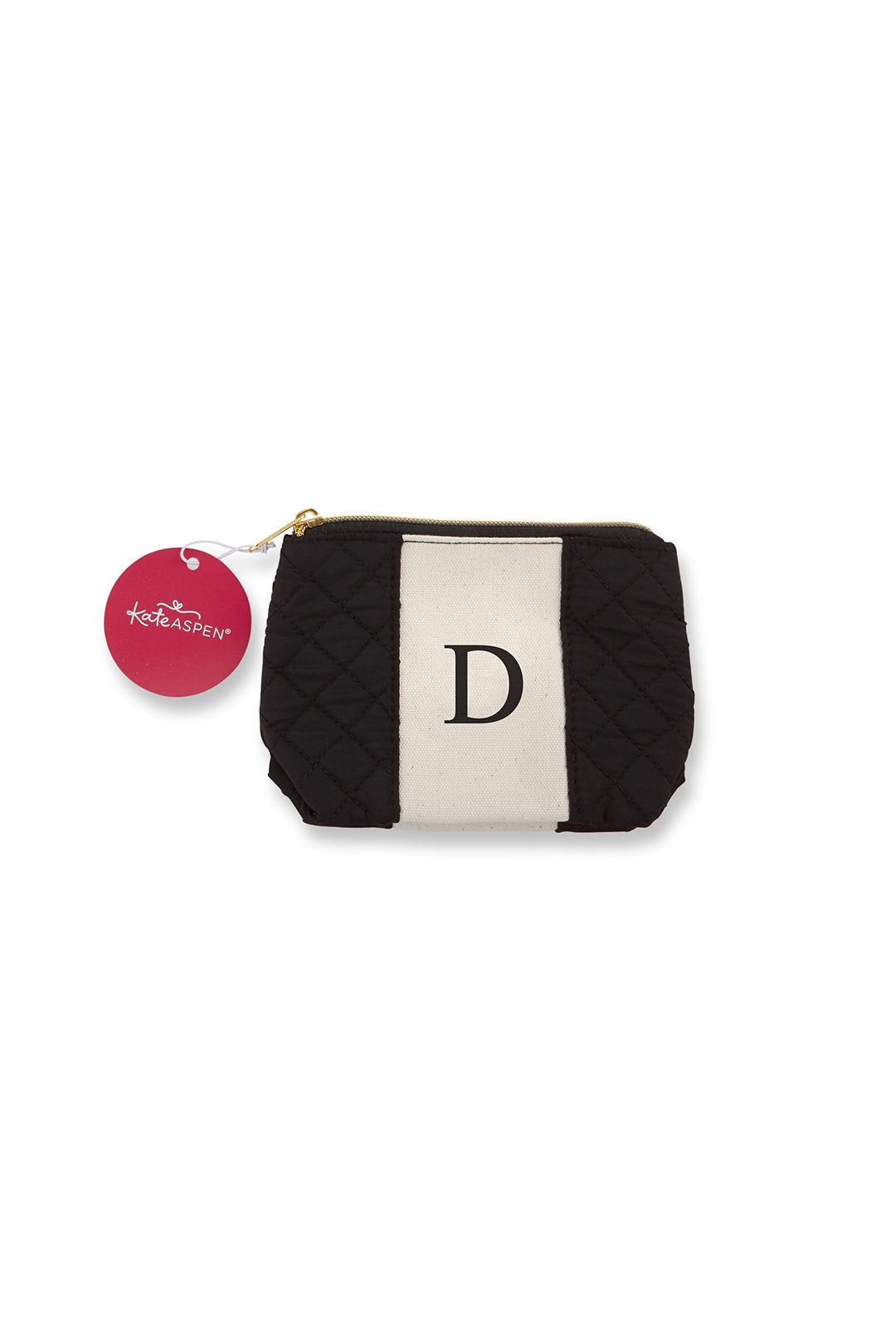 Kate Aspen Black and White D Makeup Monogram Make up Bags, One Size
