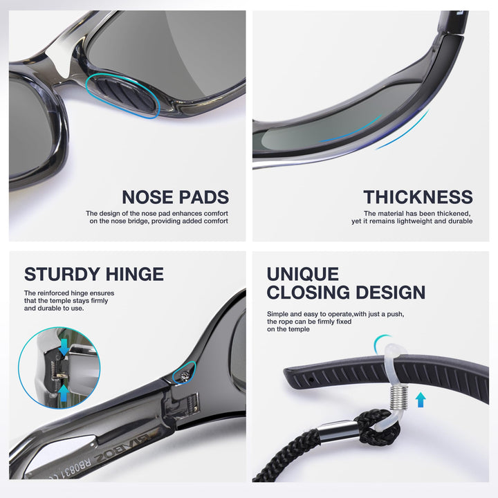 RIVBOS Polarized Sports Sunglasses Driving Sunglasses Shades for Men Women Tr90 Frame for Cycling Fishing Running RB831