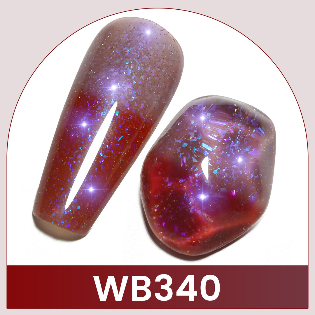 YTD Likomey Brocade Glitter Color Changing Gel Nail Polish,15ml Light Purple To Jujube Red Shimmer Mood Temperature Change Colors Iridescent Flakes,Spring Summer Thermal UV Nail Gel,WB340
