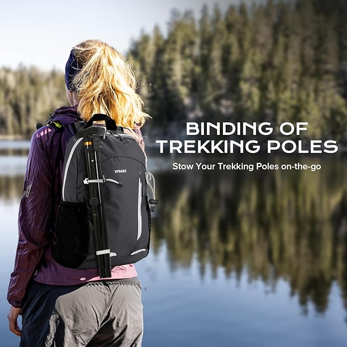 15L Water-resistant Hiking Daypack, Small Backpack Travel Outdoor, Lightweight Day Pack with Tool Loops