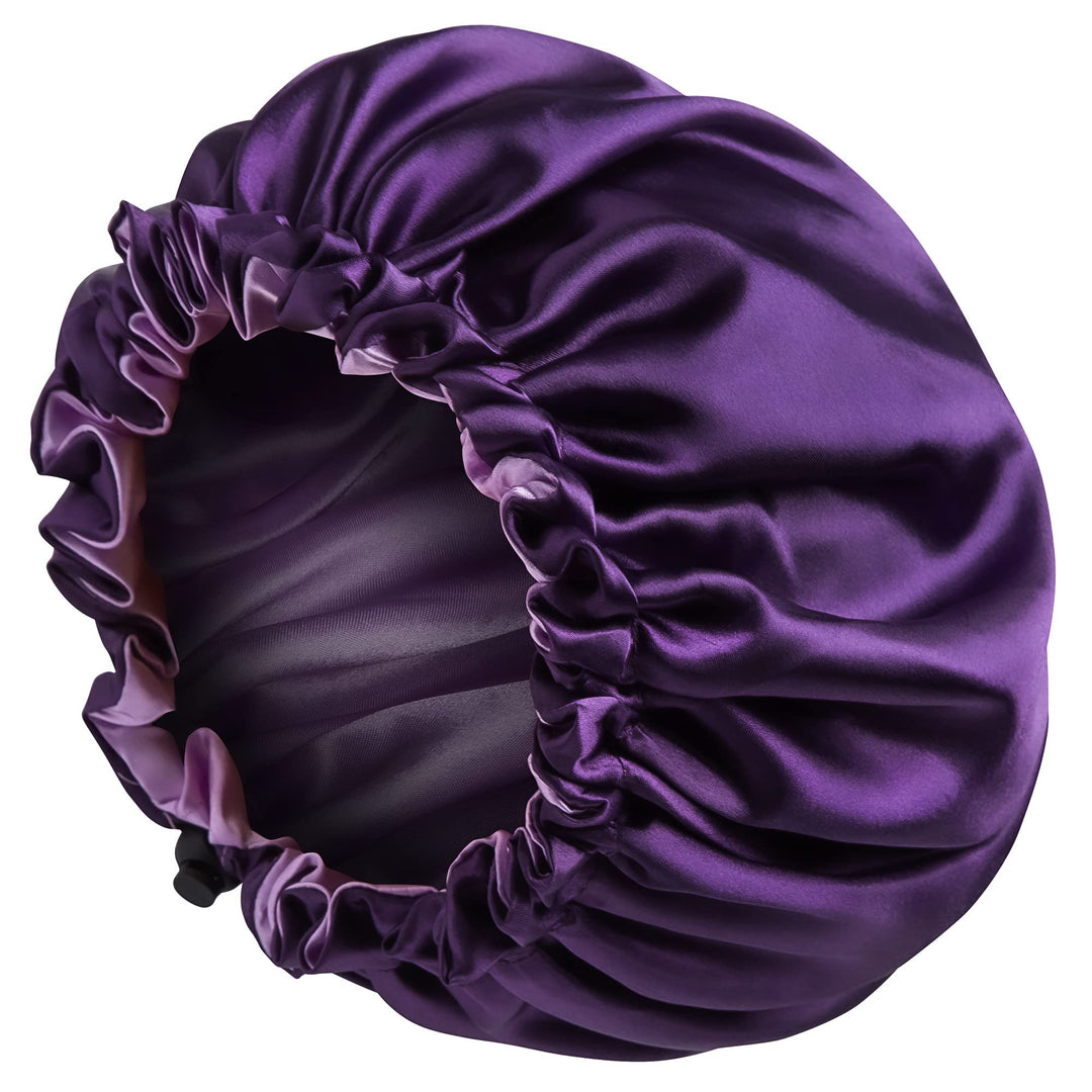 Satin Bonnet Silk Bonnet For Curly Hair Bonnet Braid Bonnet For Sleeping Bonnets For Women Large Double-Layer Adjustable Purple
