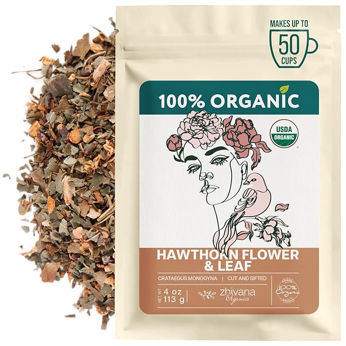 Hawthorn Leaf & Flower Tea Organic (4oz.) - Loose Hawthorne Tea for Blood Pressure Balance, Cardiovascular Health, Heart Support - Espino Blanco Hoja