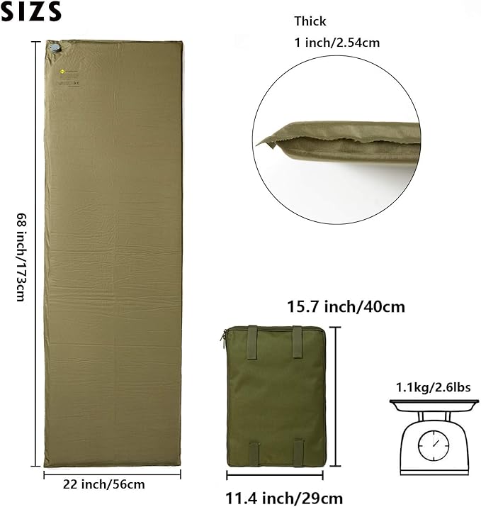 MT Military Army Alice Embedded Air Self-Inflating Camp Mat Olive Drab