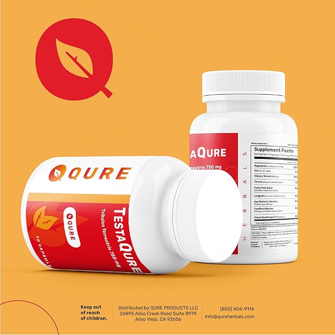TestaQure Testosterone Supplement for Men - Testosterone Booster Increases Male Potency & Muscle Mass - Stamina, Endurance, Energy & Mood Enhancer - 90 Capsules Vegan & Soy-Free