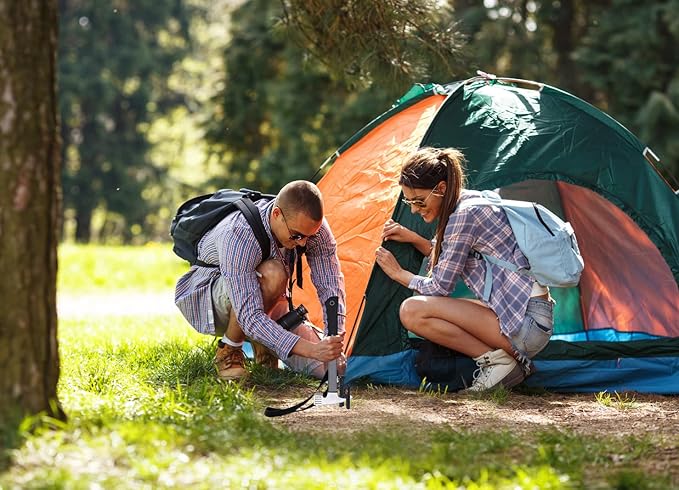 16pcs Tent Stakes and Hammer Set, 10in Heavy Duty Forged Steel Tent Stakes + Camping Hammer + Storage Pouch, Available in Rocky Place (16pcs 10in Stakes+Hammer)