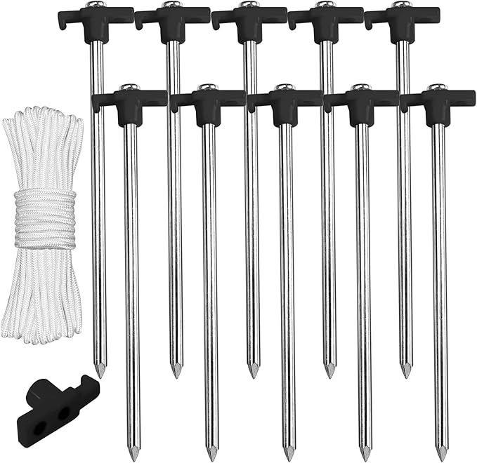 ABCCANOPY Tent Stakes 11" Camping Tent Stakes, 10pc-Pack (Black)
