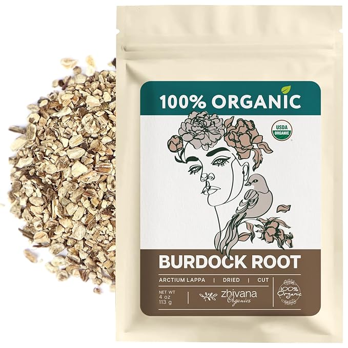Burdock Root Organic (4oz.) – Burdock Tea - Raiz de Bardana - Removes Toxins, Allergens - Supports Digestive System, Liver Detox, Skin
