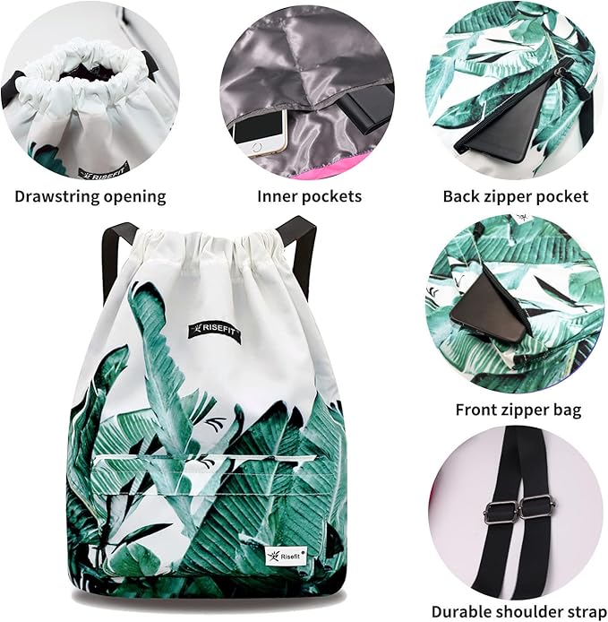 Waterproof Drawstring Bag, Gym Bag Sackpack Sports Beach Backpack for Men Women