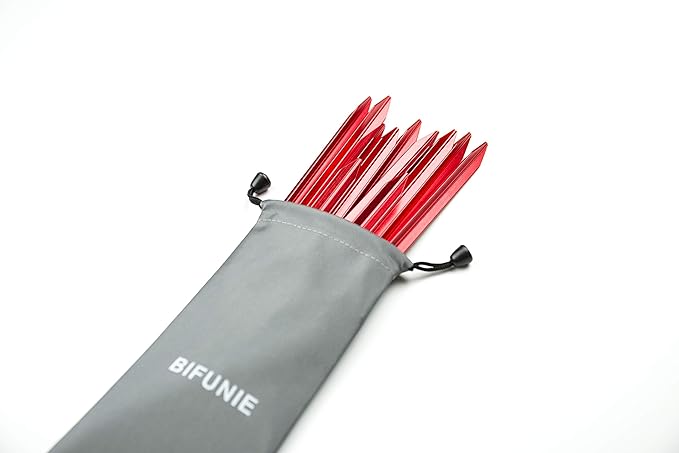 Aluminum Tent Stakes Pegs, 12-Pack Aluminum Ground Pegs with Reflective Pull Ropes, Heavy Duty Tri-Beam Metal Stakes Pegs for Backpacking Camping Tents Hammocks and Canopy