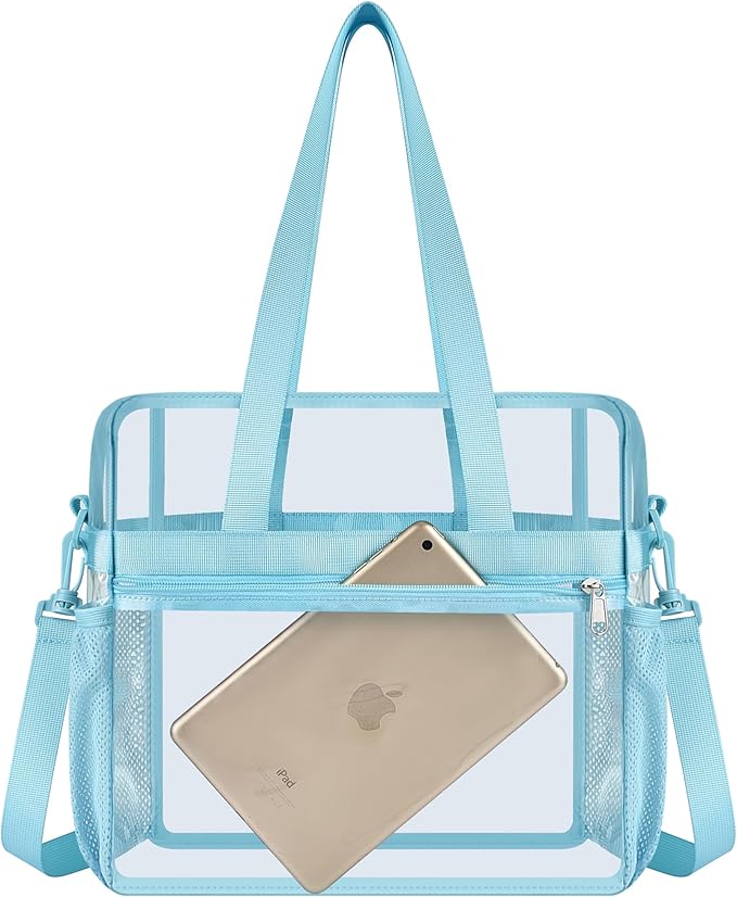 USPECLARE Clear Tote Stadium Approved, Security Travel & Gym Clear Bag for Work Sports Games Concerts