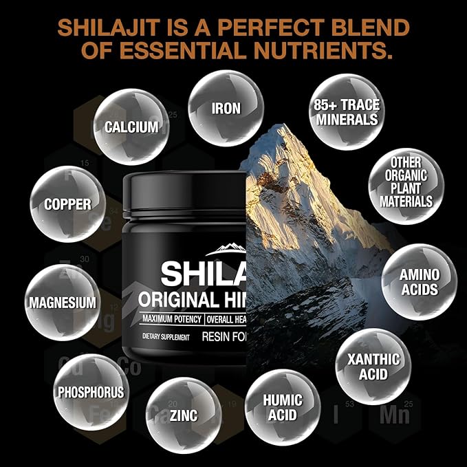 60G Shilajit Pure Himalayan Shilajit Resin Gold Grade 100% Pure Shilajit for Men Women, Fulvic Acid Supplement, 85+ Trace Minerals, 30 Grams (2 Packs)