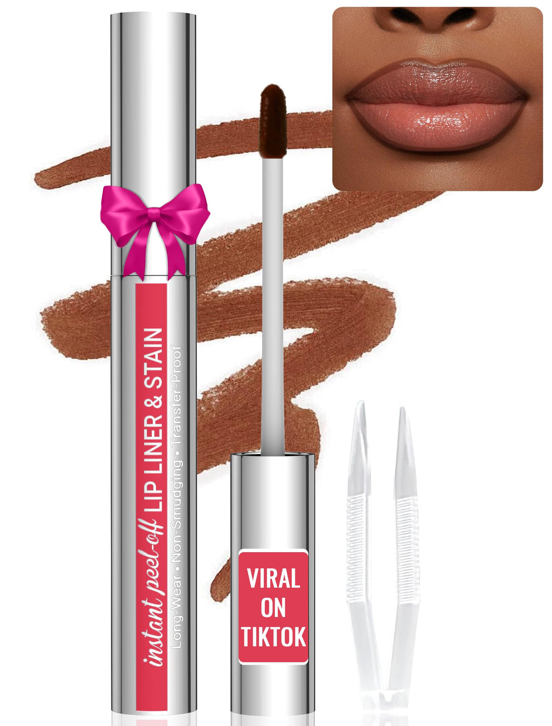 Lip Liner - Lip Liner Stain, Peel Off Lip Stain, Long Lasting Lip Stain Peel Off with Natural Finish, Easy to Use, Waterproof, Smudge-proof, Transfer-proof, Highly Pigmented Color, Coffee