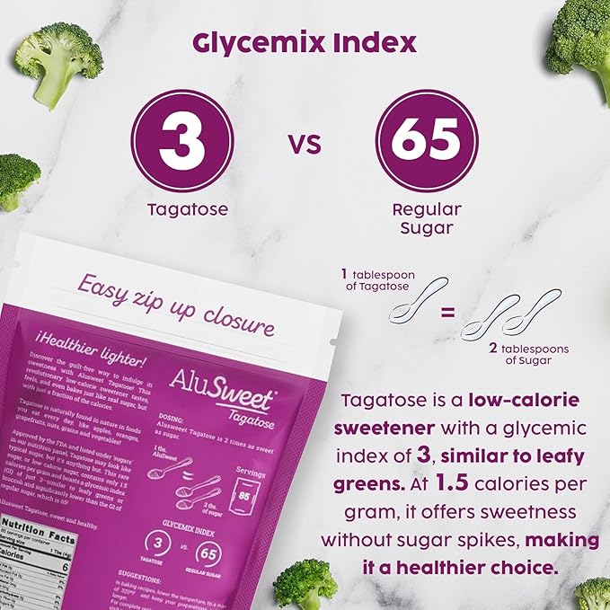 AluSweet Tagatose + Stevia Natural Low-Calorie Sweetener - 36oz 2:1 Replacement - Prebiotic, Keto & Diabetic-Friendly, Gluten & Lactose-Free, Sugar Substitute, Ideal for Baking, No Aftertaste