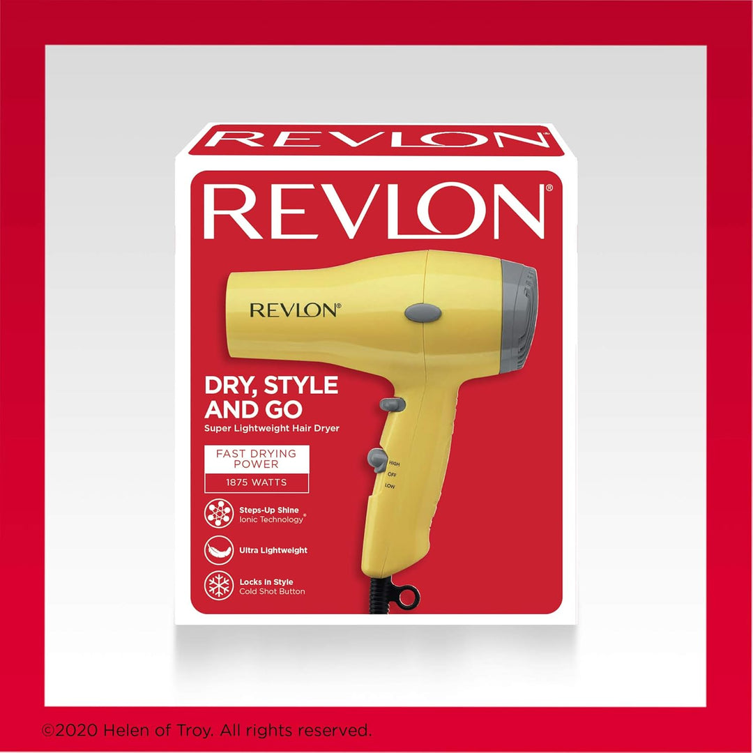 Revlon 1875W Compact Hair Dryer – Lightweight & Travel-Friendly | Black | 2-Pack