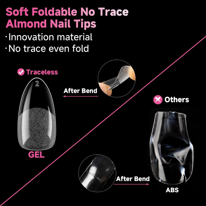 UNA GELLA Square Toe Nail Tips | 504 Pcs Soft Gel Full Cover | DIY Pedicure