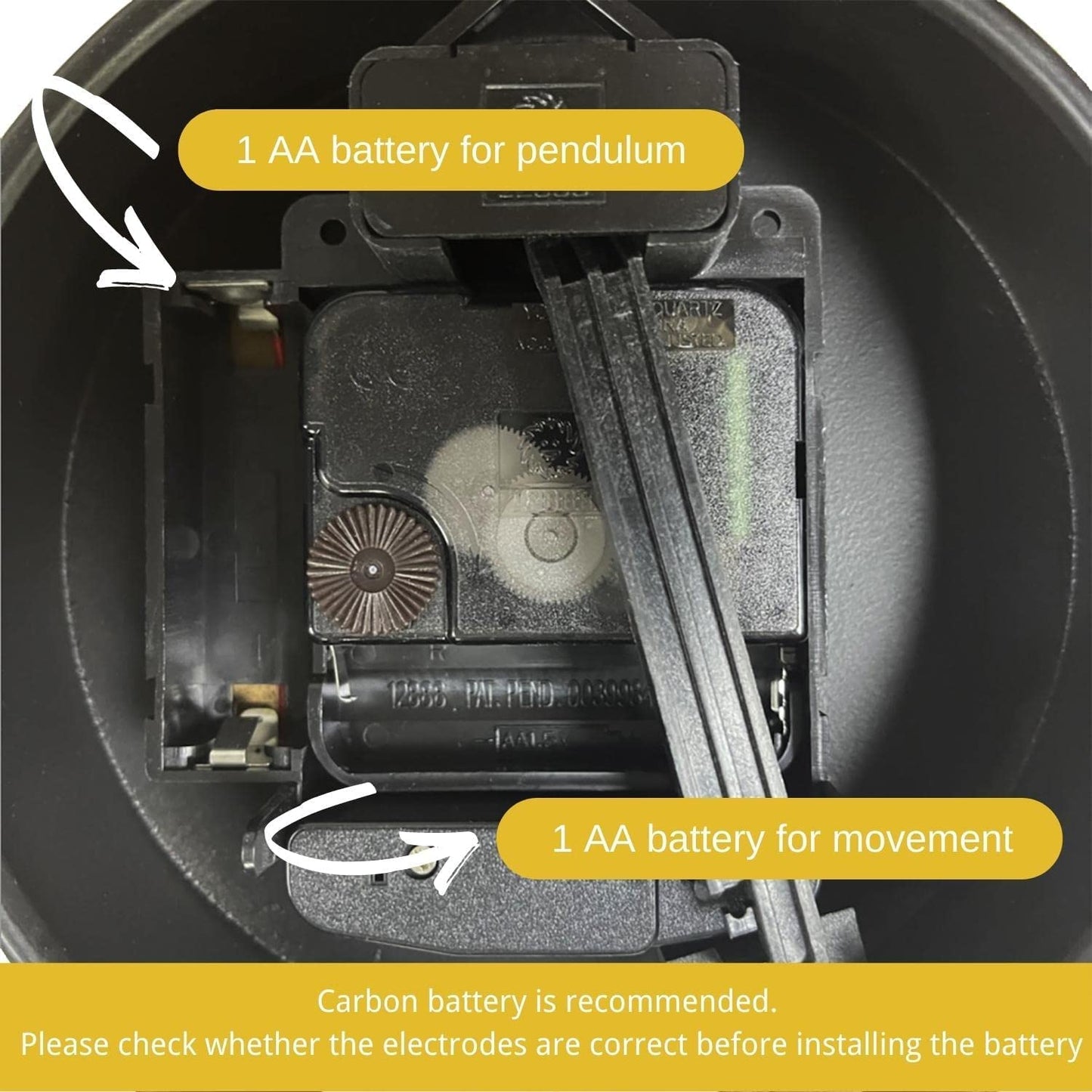 Classical Large Decorative Wall Clock with Pendulum, Modern Non-Ticking Silent Metal Wall Clocks for Living Room, Bedroom, Study, Office,20‘’