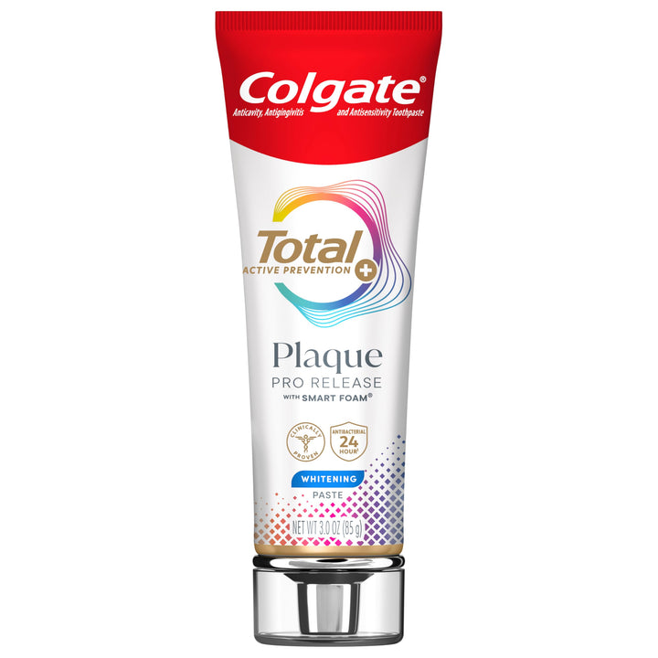 Colgate Total Plaque Pro Release Whitening Toothpaste, Whitening Anticavity Toothpaste, Helps Reduce Plaque and Whitens Teeth, 1 Pack, 3.0 Oz Tube